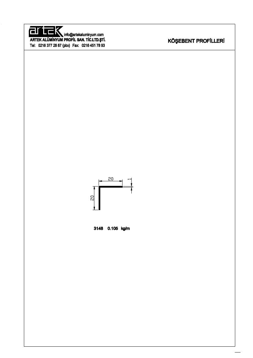 20x20x1 Angle Profile