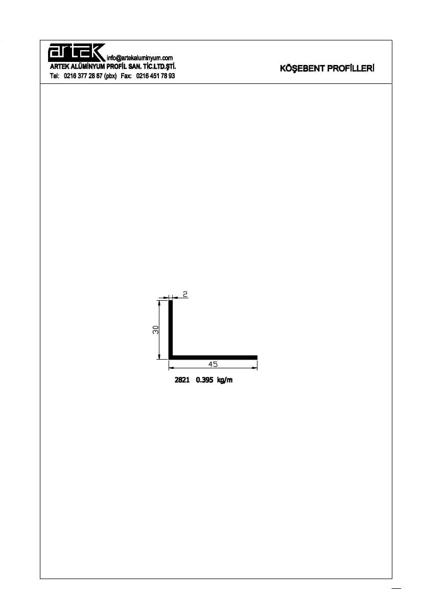 30x45x2 Kebent Profili