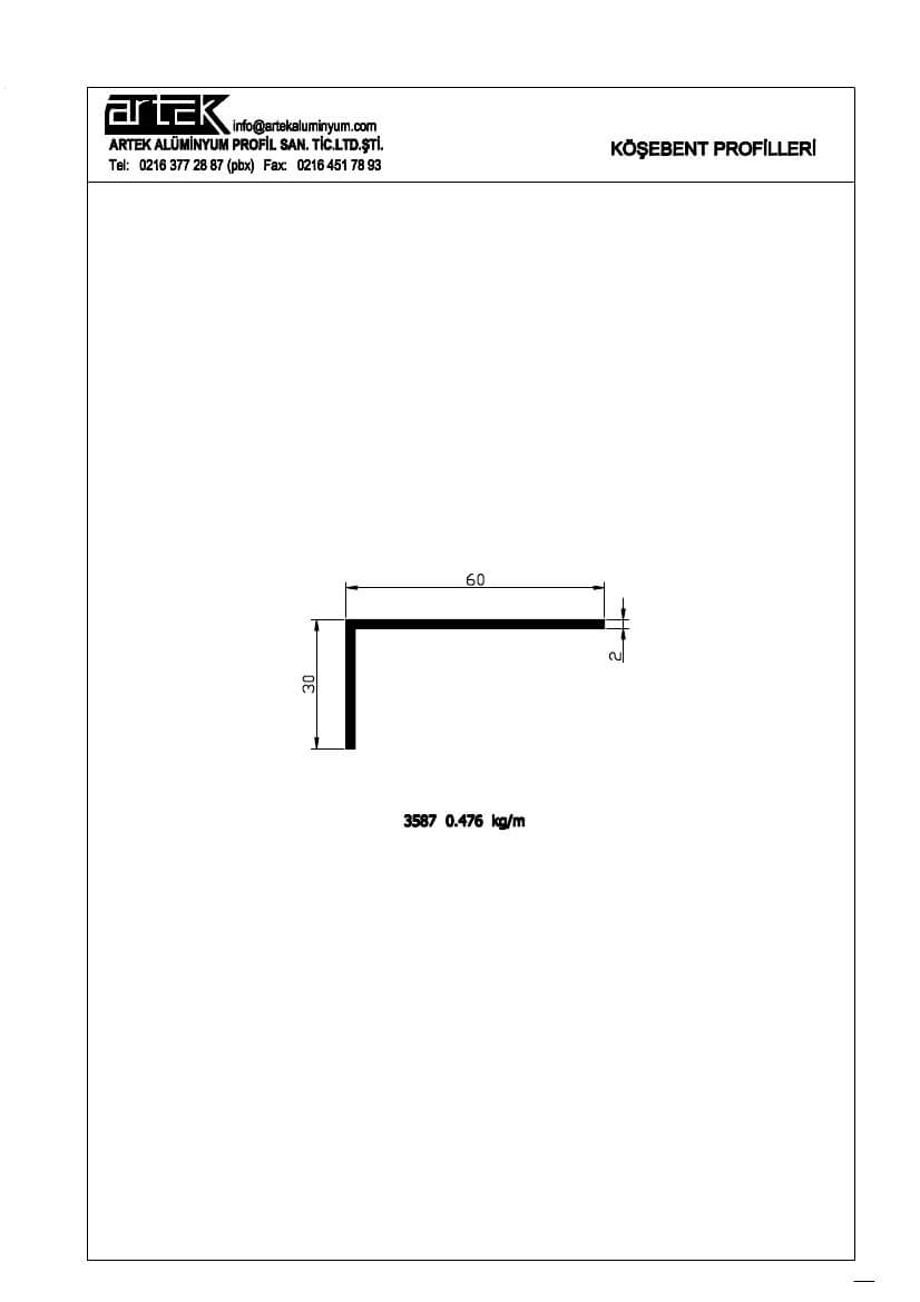 30x60x2 Kebent Profili