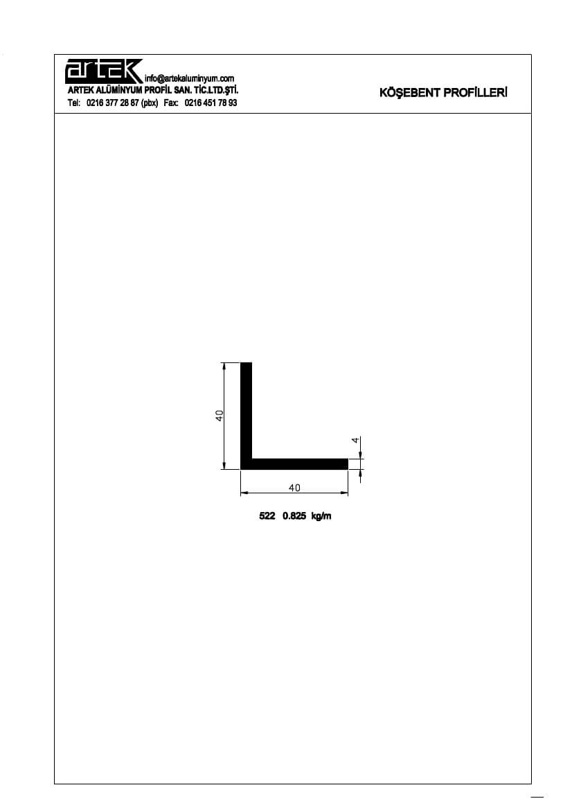 40x40x4 Angle Profile