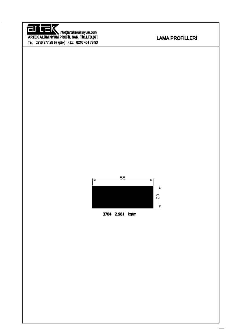 55x20 Square Profile